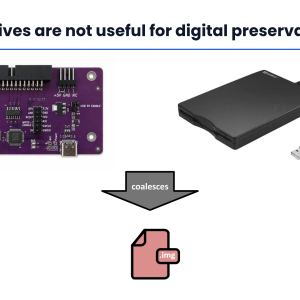 Image provides a simple illustration that the goal of a flux device and a USB disk drive is to generate a functional disk image